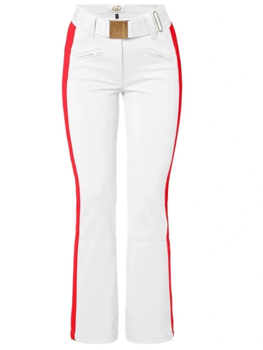 Goldbergh White Flared Pants with Red Side Stripes ski pants